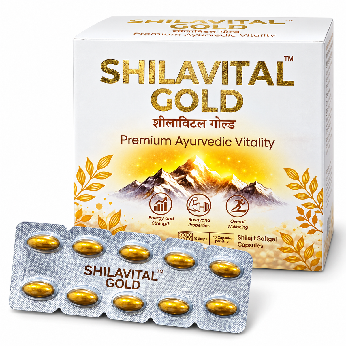 Shilavital Gold — Shilajit Softgel Capsules | 500mg | Premium Ayurvedic Vitality