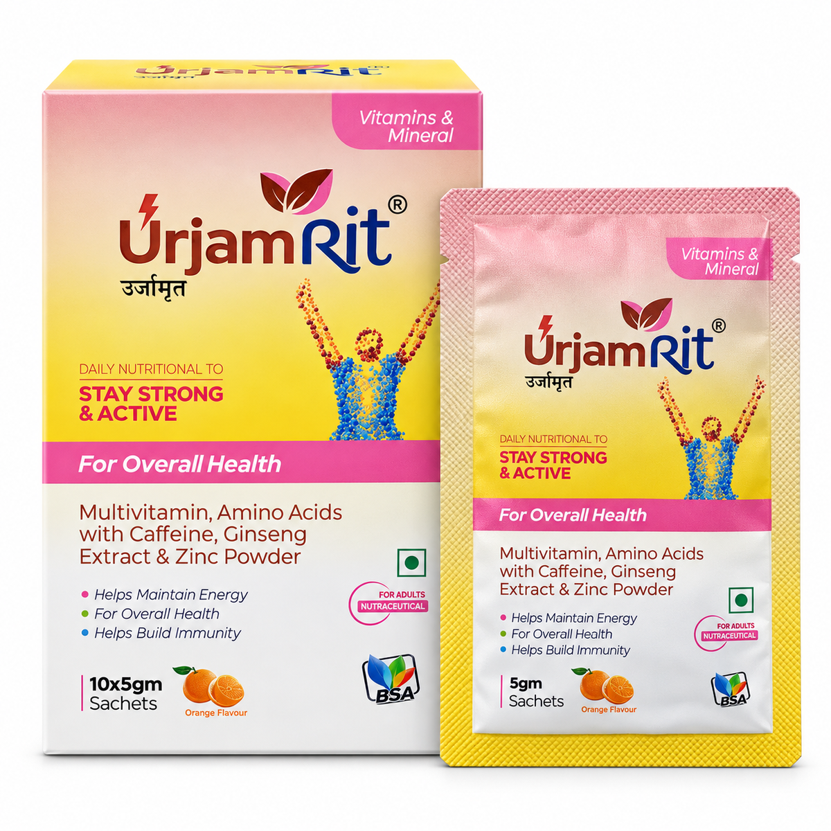 URJAMRIT Sachet — Taurine, L-Carnitine, American Ginseng, Zinc & B-Vitamins | 10 × 5 g Sachets