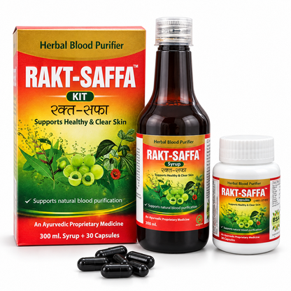 Rakt-Saffa Kit – Herbal Blood Purifier (300 ml Syrup + 30 Capsules)
