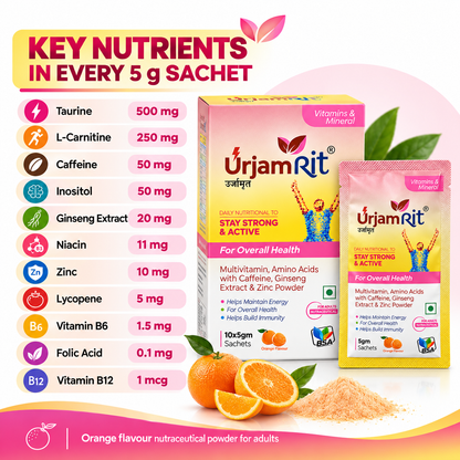 URJAMRIT Sachet — Taurine, L-Carnitine, American Ginseng, Zinc & B-Vitamins | 10 × 5 g Sachets