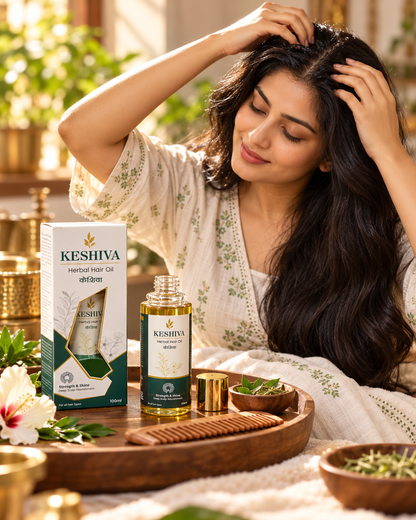 Keshiva Herbal Hair Oil scalp massage for deep nourishment – for all hair types