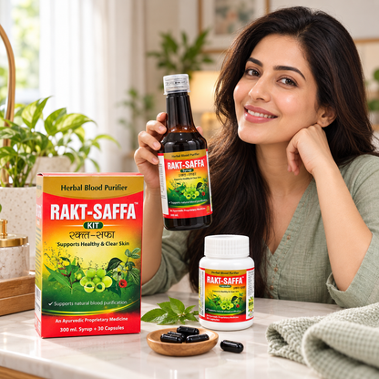 Rakt-Saffa Kit – Herbal Blood Purifier (300 ml Syrup + 30 Capsules)