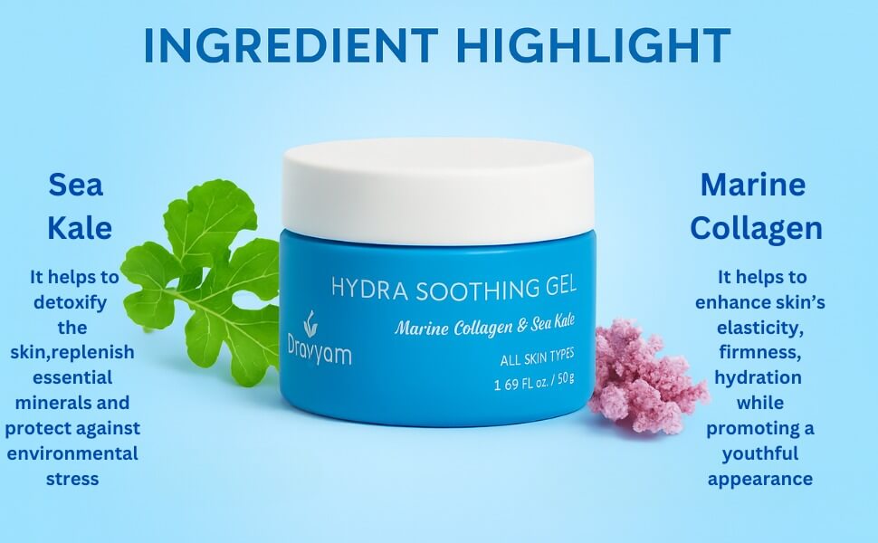 Dravyam Hydra Soothing Gel Marine Collagen + Sea Kale | 50g