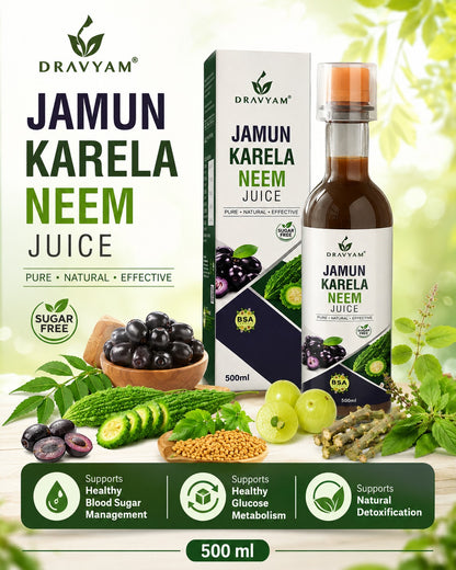 Dravyam Jamun Karela Neem Juice - Sugar Free Ayurvedic Blend | 500ml