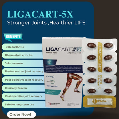 LIGACART-5X  UNIVESTIN Collagen PEPTIDE SOFTGEL CAPSULES:10X1X10 -Joint Health Formula